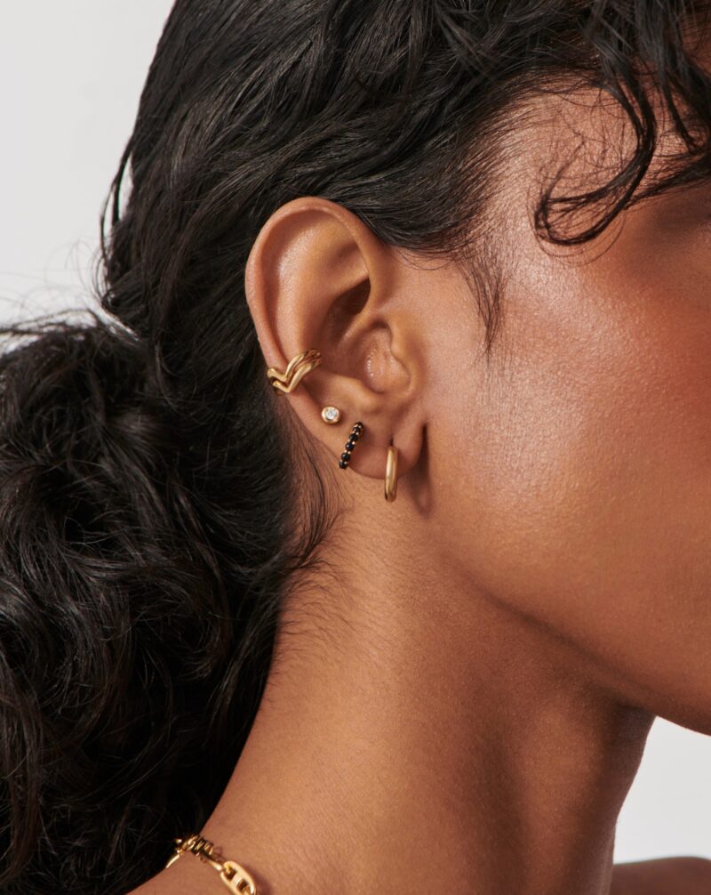 Gemstone Huggies | 18ct Gold Vermeil/Black Onyx