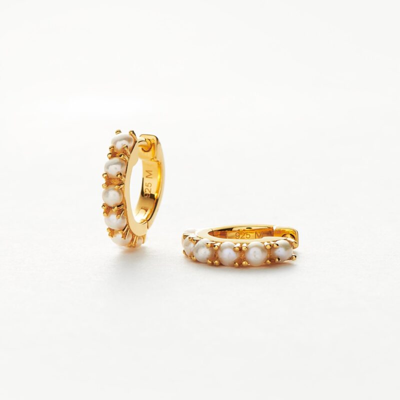 Gemstone Huggies | 18ct Gold Vermeil/Pearl