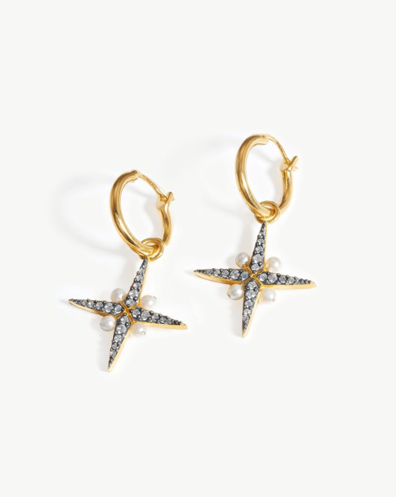 Harris Reed North Star Pearl Hoop Earrings | Gold/Pearl