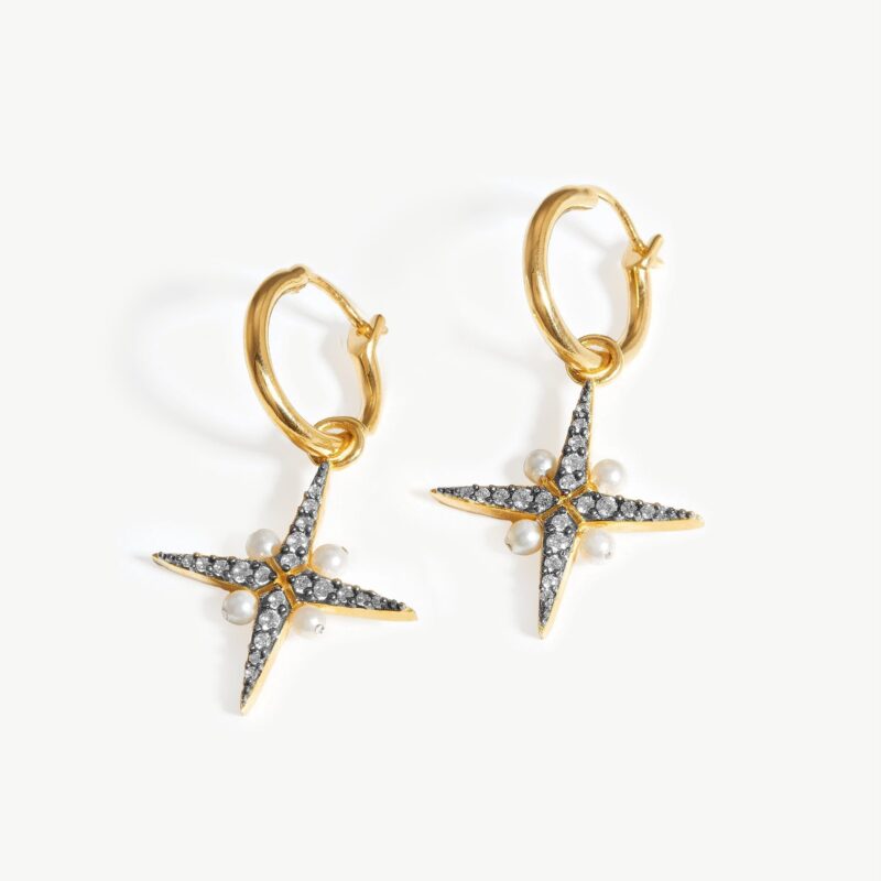 Harris Reed North Star Pearl Hoop Earrings | Gold/Pearl