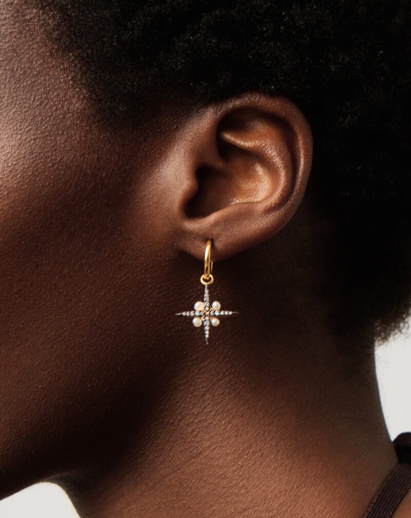Harris Reed North Star Pearl Hoop Earrings | Gold/Pearl