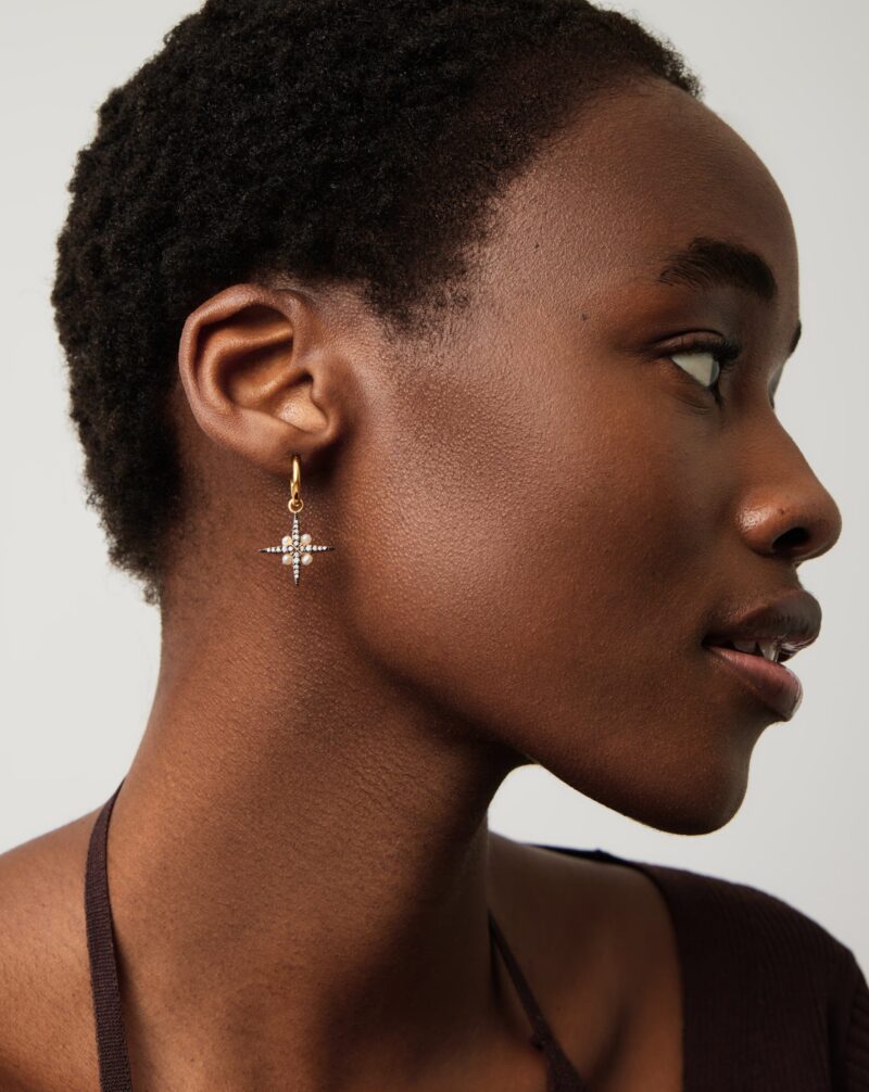 Harris Reed North Star Pearl Hoop Earrings | Gold/Pearl