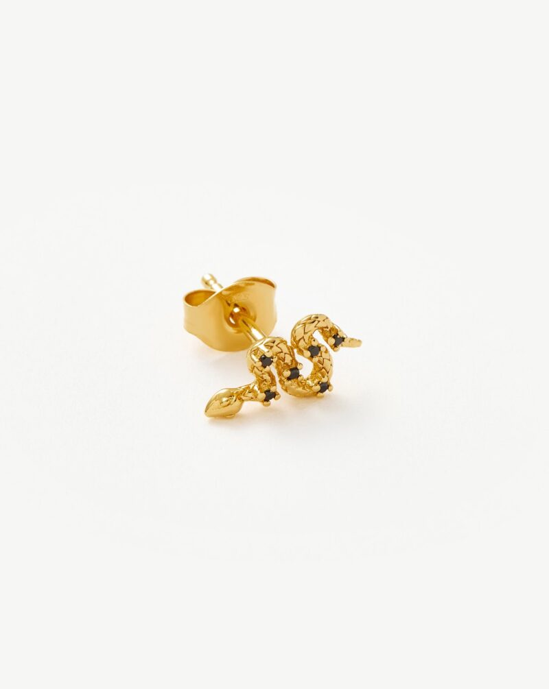 Harris Reed Serpent Single Stud Earring | Gold/Black Onyx