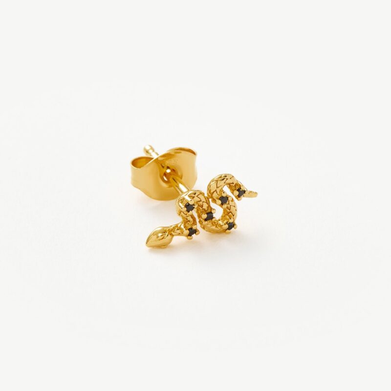 Harris Reed Serpent Single Stud Earring | Gold/Black Onyx