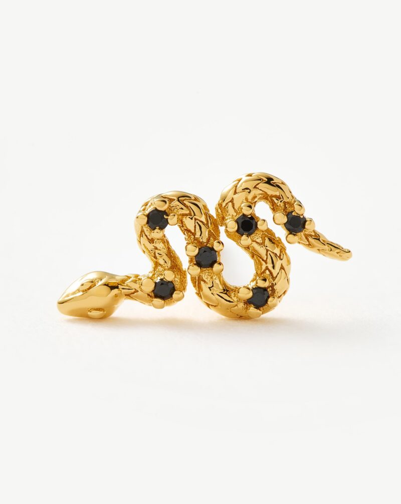 Harris Reed Serpent Single Stud Earring | Gold/Black Onyx