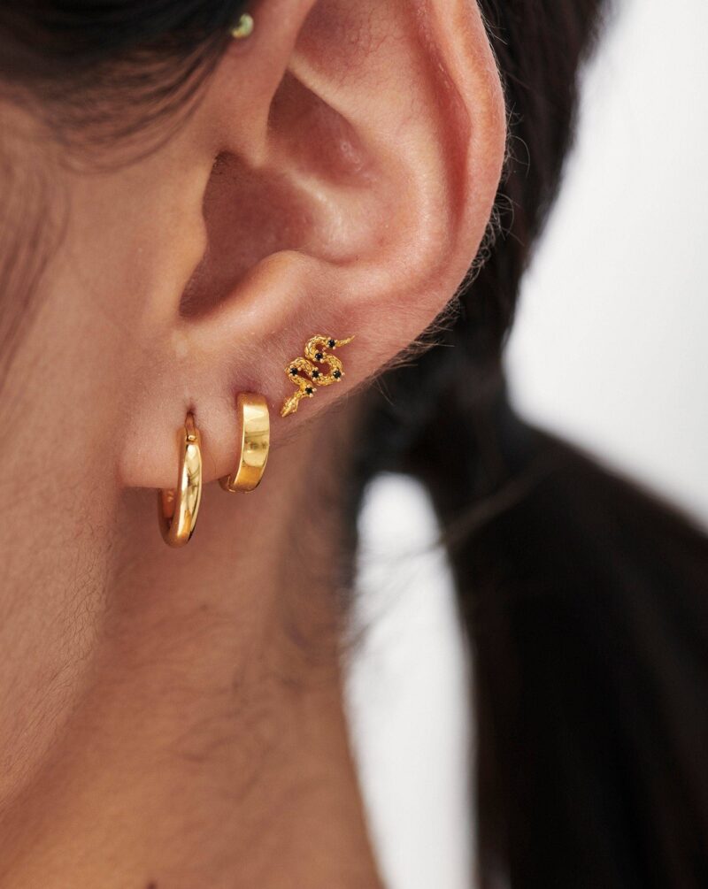 Harris Reed Serpent Single Stud Earring | Gold/Black Onyx