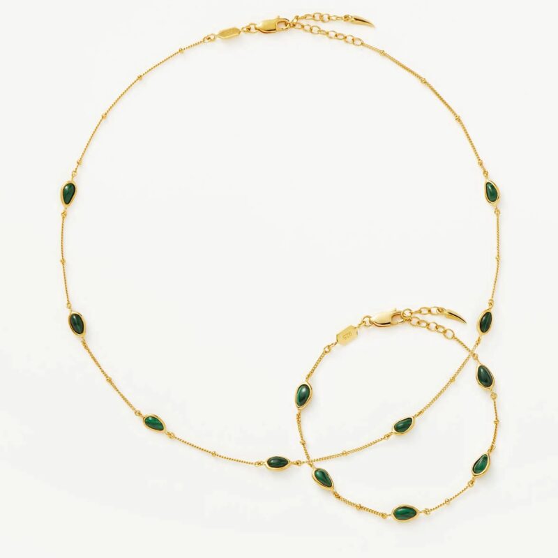 Iconic Magma Gemstone Choker & Bracelet Set | 18ct Gold Vermeil/Malachite