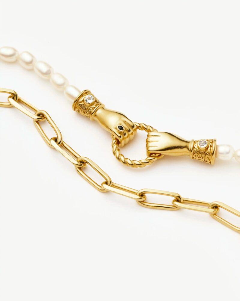 In Good Hands Pearl & Chain Bracelet Set | 18ct Gold Plated / Pearl & Black Onyx