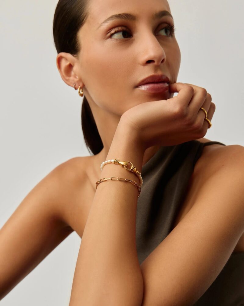 In Good Hands Pearl & Chain Bracelet Set | 18ct Gold Plated / Pearl & Black Onyx