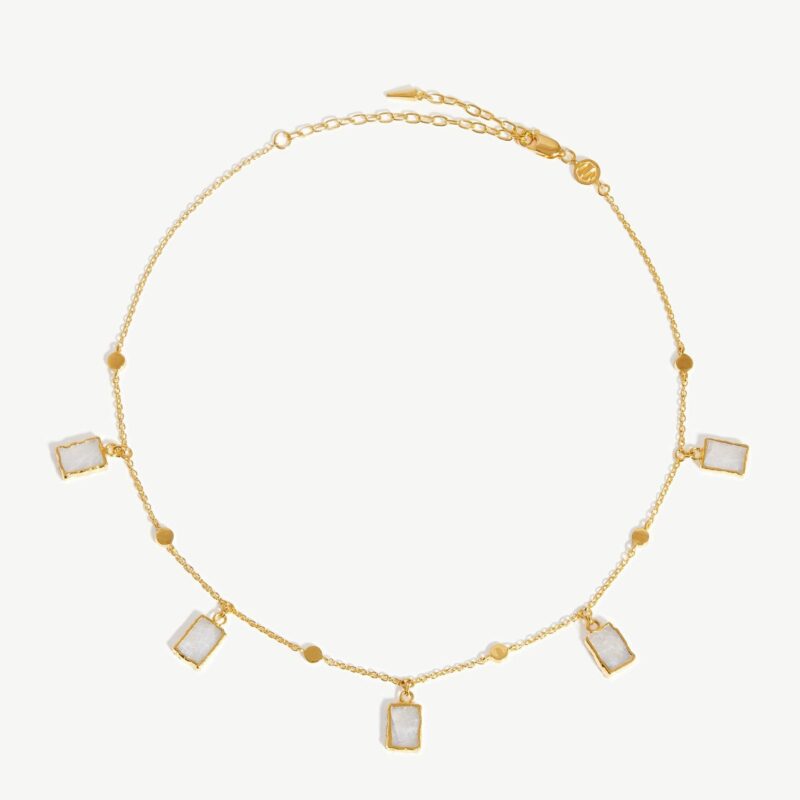 Lena Charm Choker | 18ct Gold Plated/Rainbow Moonstone