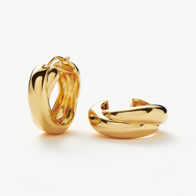 Lucy Williams Chunky Medium Entwine Hoop Earrings | 18ct Gold Plated