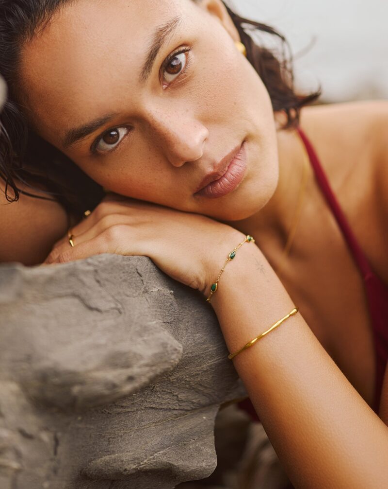 Magma Gemstone & Molten Cuff Bracelet Set | 18ct Gold Vermeil / 18ct Gold Plated