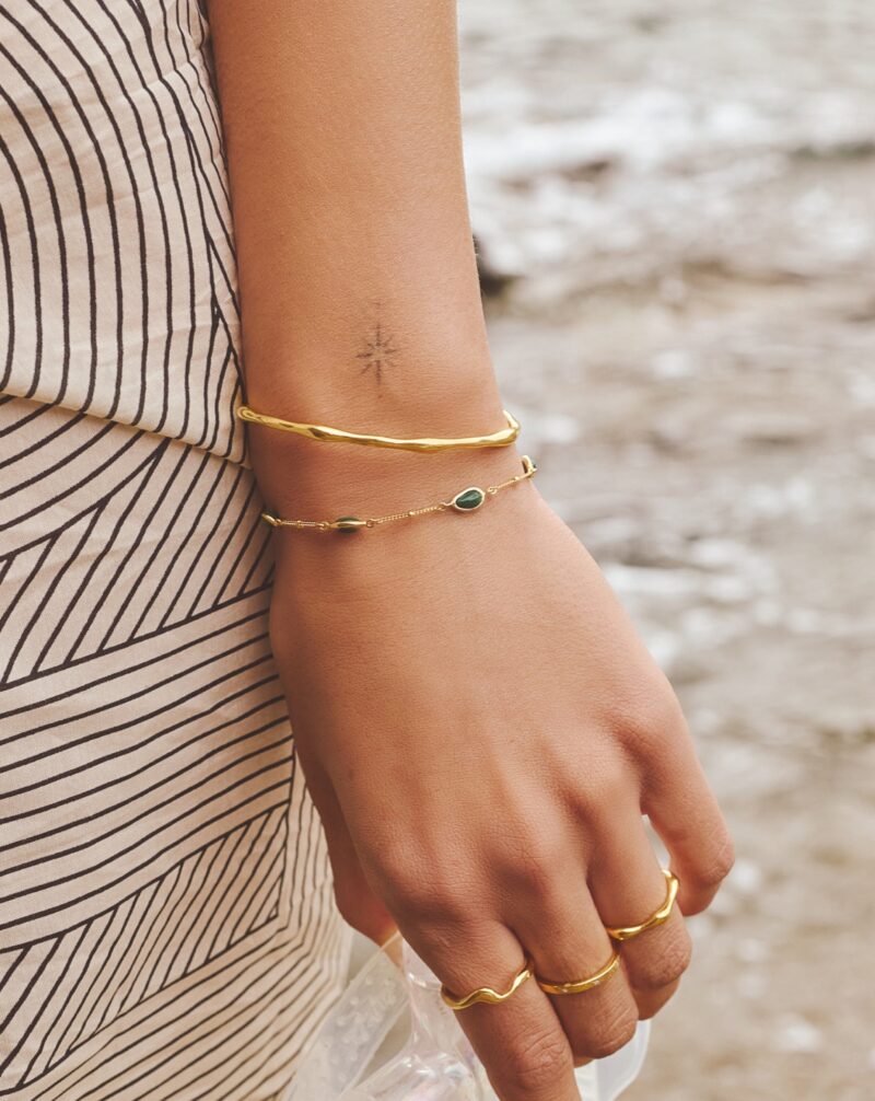 Magma Gemstone & Molten Cuff Bracelet Set | 18ct Gold Vermeil / 18ct Gold Plated
