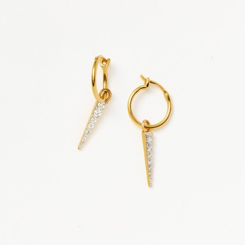 Mini Pave Spike Charm Hoop Earrings | Gold/Cubic Zirconia