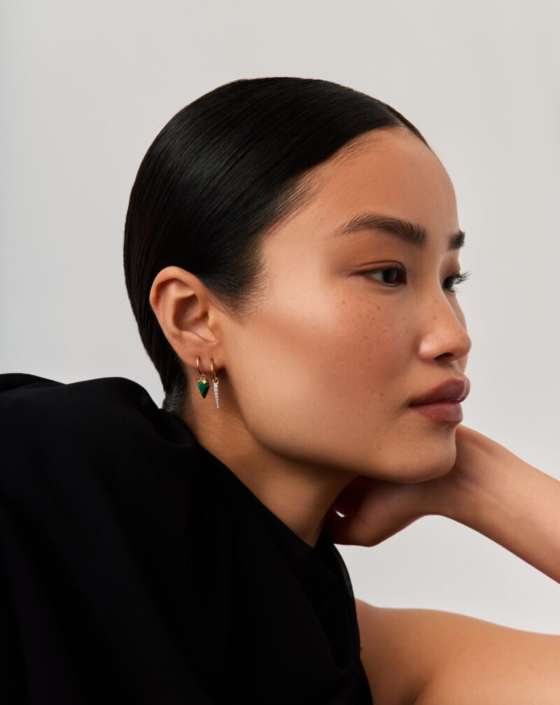 Mini Pave Spike Charm Hoop Earrings | Gold/Cubic Zirconia