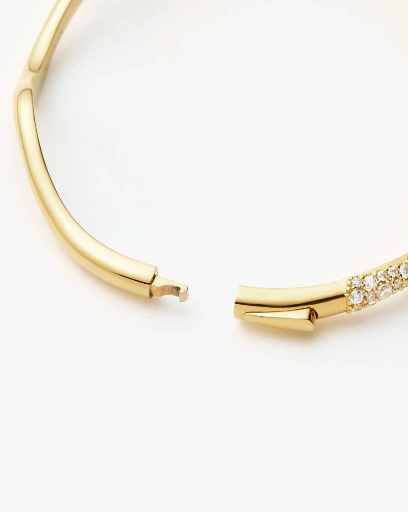 Molten Snow Ripple Hinged Bangle | 18ct Gold Plated/Cubic Zirconia