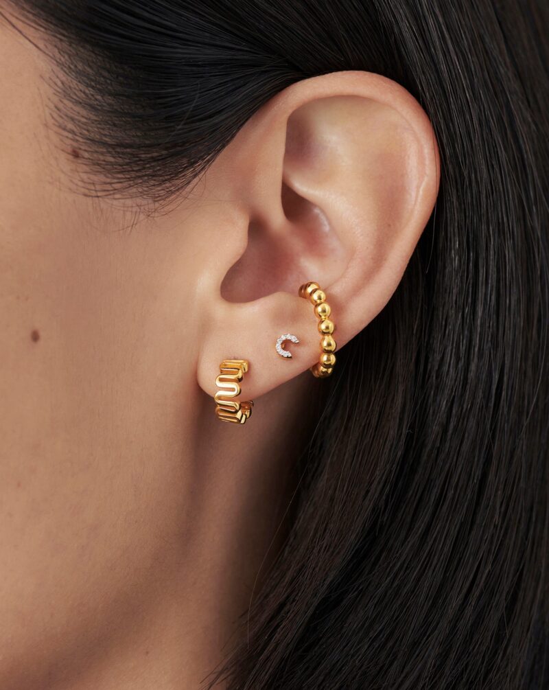 Pave Initial Single Stud Earring - Initial C | 18ct Gold Vermeil/Cubic Zirconia