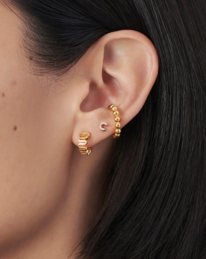 Pave Initial Single Stud Earring - Initial C | 18ct Gold Vermeil/Cubic Zirconia