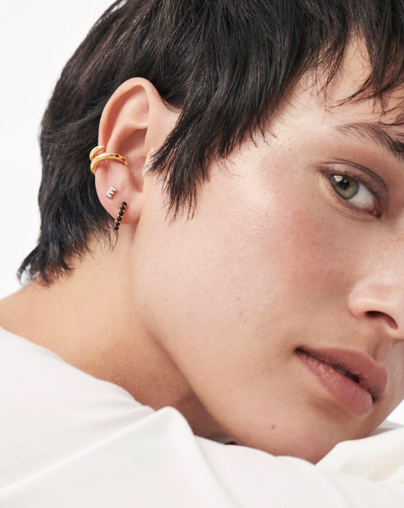 Pave Initial Single Stud Earring - Initial E | 18ct Gold Vermeil/Cubic Zirconia