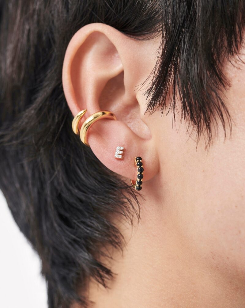 Pave Initial Single Stud Earring - Initial E | 18ct Gold Vermeil/Cubic Zirconia