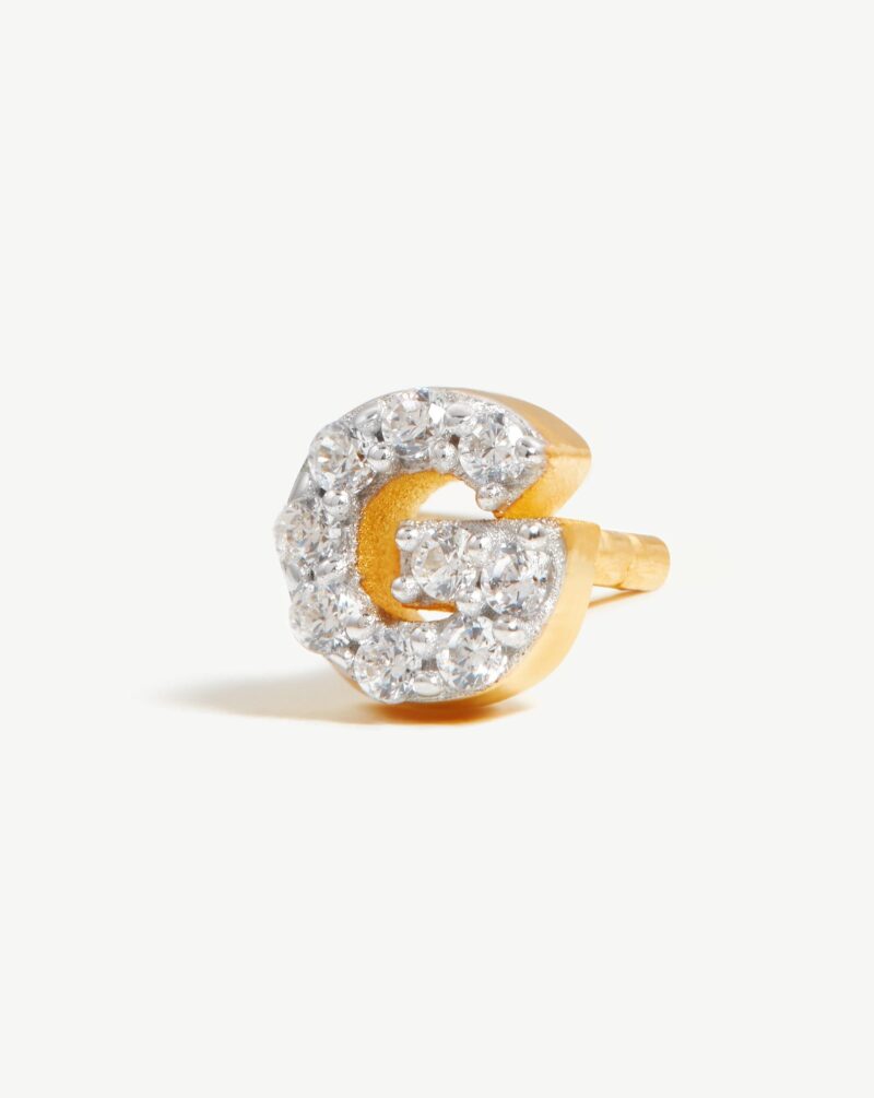 Pave Initial Single Stud Earring - Initial G | 18ct Gold Vermeil/Cubic Zirconia