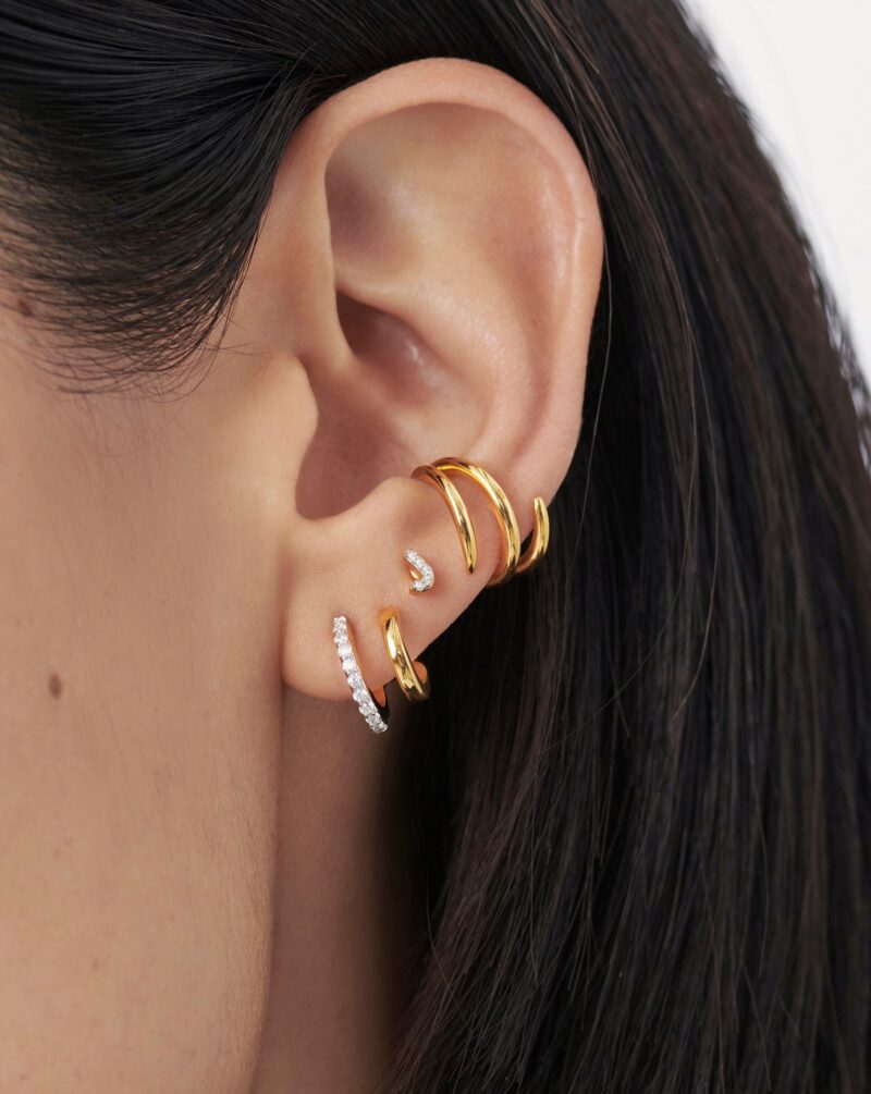 Pave Initial Single Stud Earring - Initial J | 18ct Gold Vermeil/Cubic Zirconia