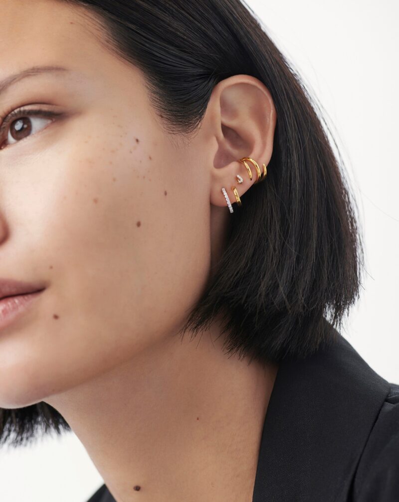 Pave Initial Single Stud Earring - Initial J | 18ct Gold Vermeil/Cubic Zirconia