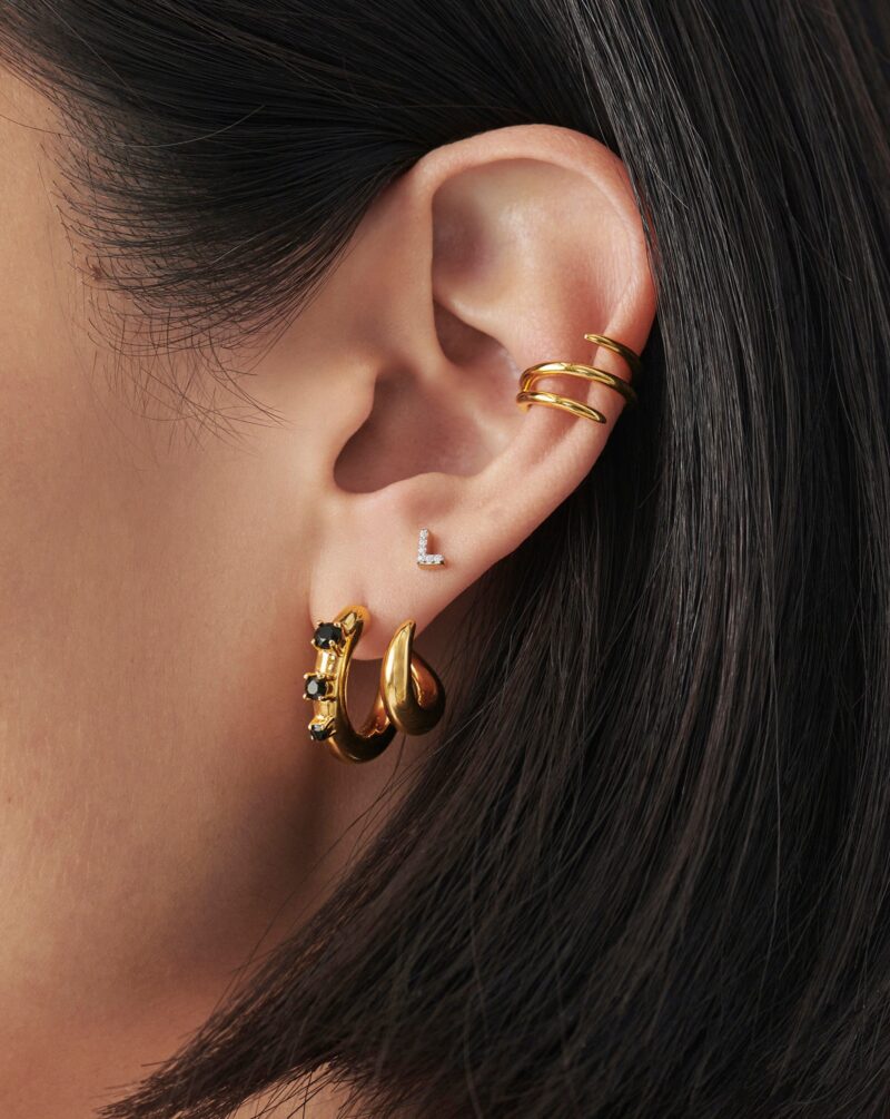 Pave Initial Single Stud Earring - Initial L | 18ct Gold Vermeil/Cubic Zirconia