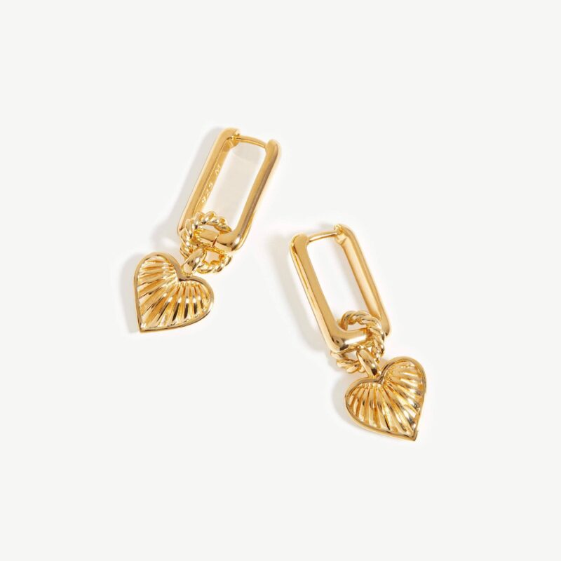 Ridge Heart Charm Earrings | 18ct Gold Vermeil