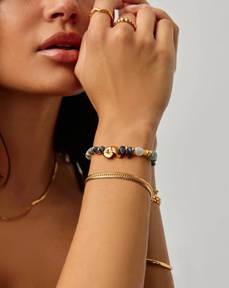 Shell Statement Multi Beaded Bracelet | 18ct Gold Plated/Multi Gemstone