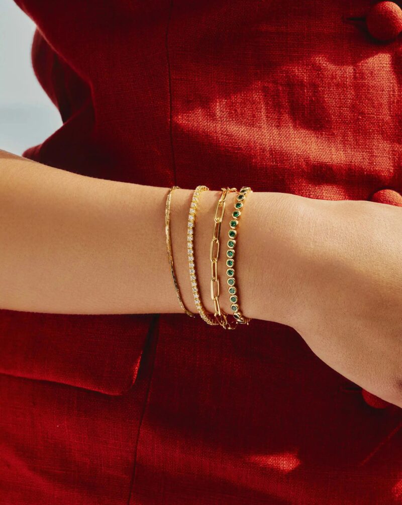 Tennis Round Bracelet | 18ct Gold Vermeil/Emerald Green Nano-crystal