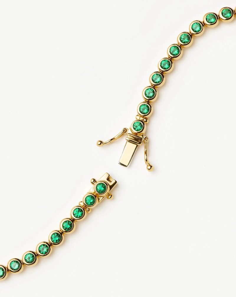 Tennis Round Bracelet | 18ct Gold Vermeil/Emerald Green Nano-crystal