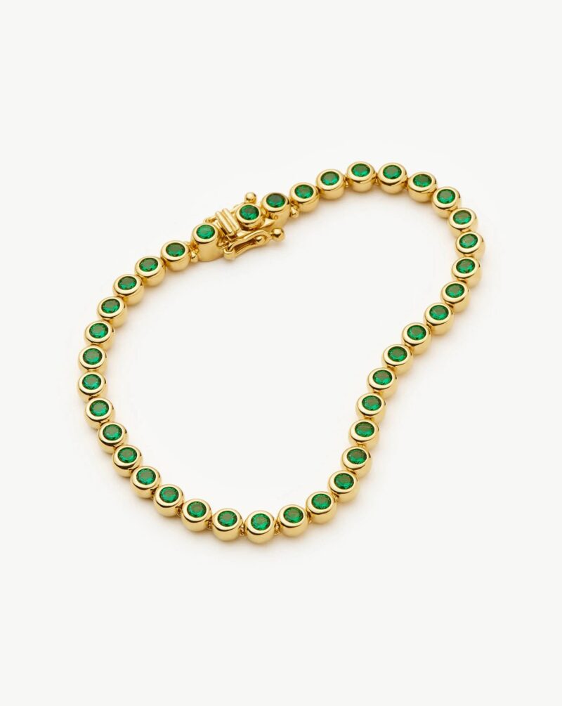 Tennis Round Bracelet | 18ct Gold Vermeil/Emerald Green Nano-crystal