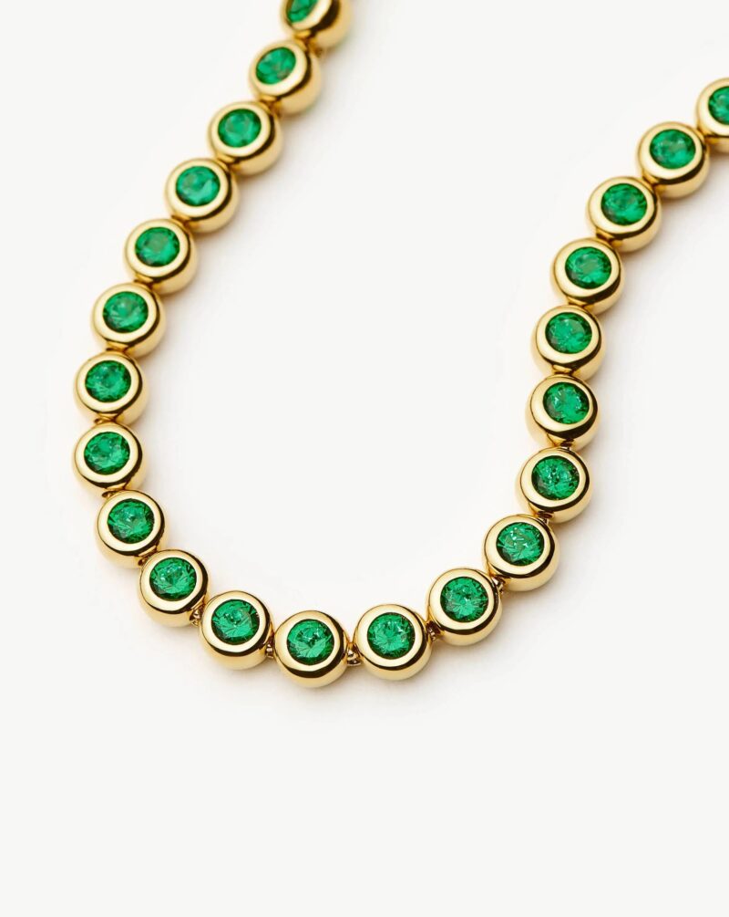 Tennis Round Bracelet | 18ct Gold Vermeil/Emerald Green Nano-crystal
