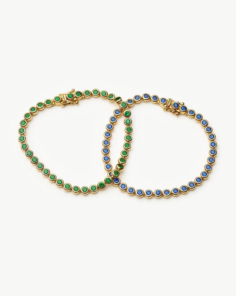 Tennis Round Bracelet | 18ct Gold Vermeil/Emerald Green Nano-crystal