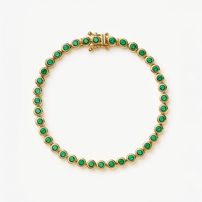 Tennis Round Bracelet | 18ct Gold Vermeil/Emerald Green Nano-crystal