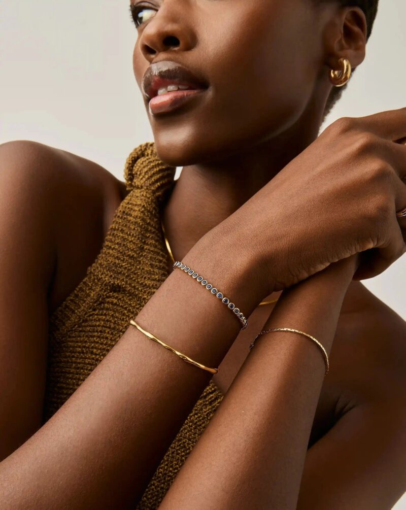 Tennis Round Bracelet | 18ct Gold Vermeil/Sapphire Blue Nano-crystal
