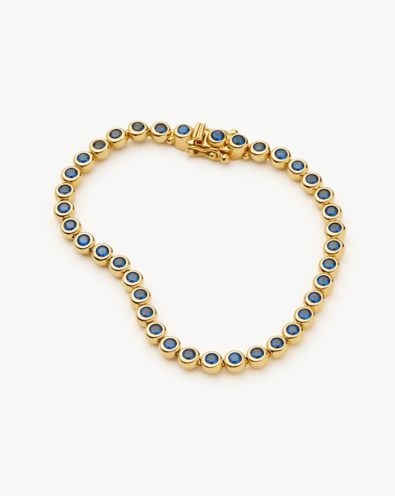 Tennis Round Bracelet | 18ct Gold Vermeil/Sapphire Blue Nano-crystal