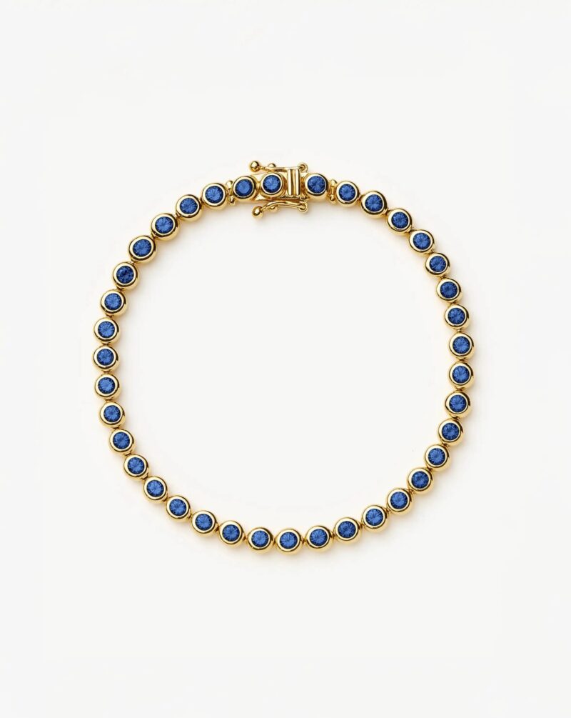 Tennis Round Bracelet | 18ct Gold Vermeil/Sapphire Blue Nano-crystal
