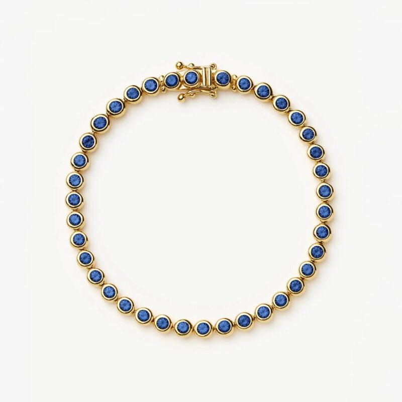 Tennis Round Bracelet | 18ct Gold Vermeil/Sapphire Blue Nano-crystal