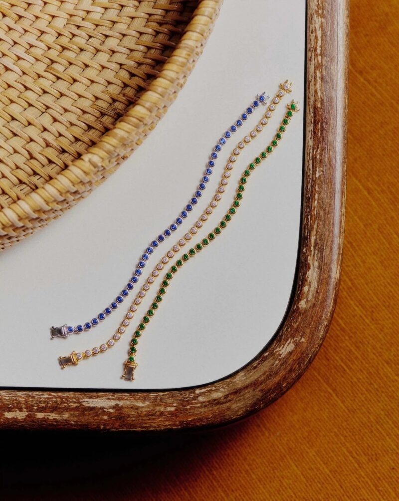 Tennis Round Bracelet | 18ct Gold Vermeil/Sapphire Blue Nano-crystal