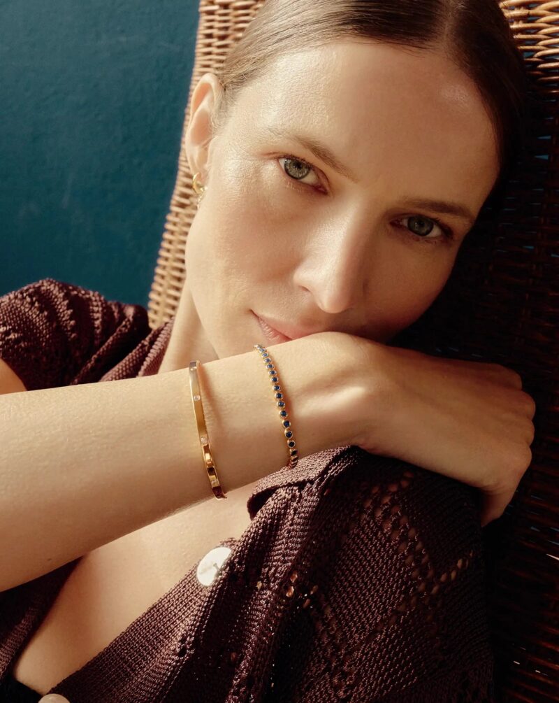 Tennis Round Bracelet | 18ct Gold Vermeil/Sapphire Blue Nano-crystal