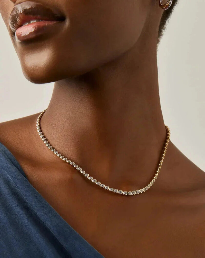 Tennis Round Necklace & Bracelet Set | 18ct Gold Plated/18ct Gold Vermeil/Cubic Zirconia