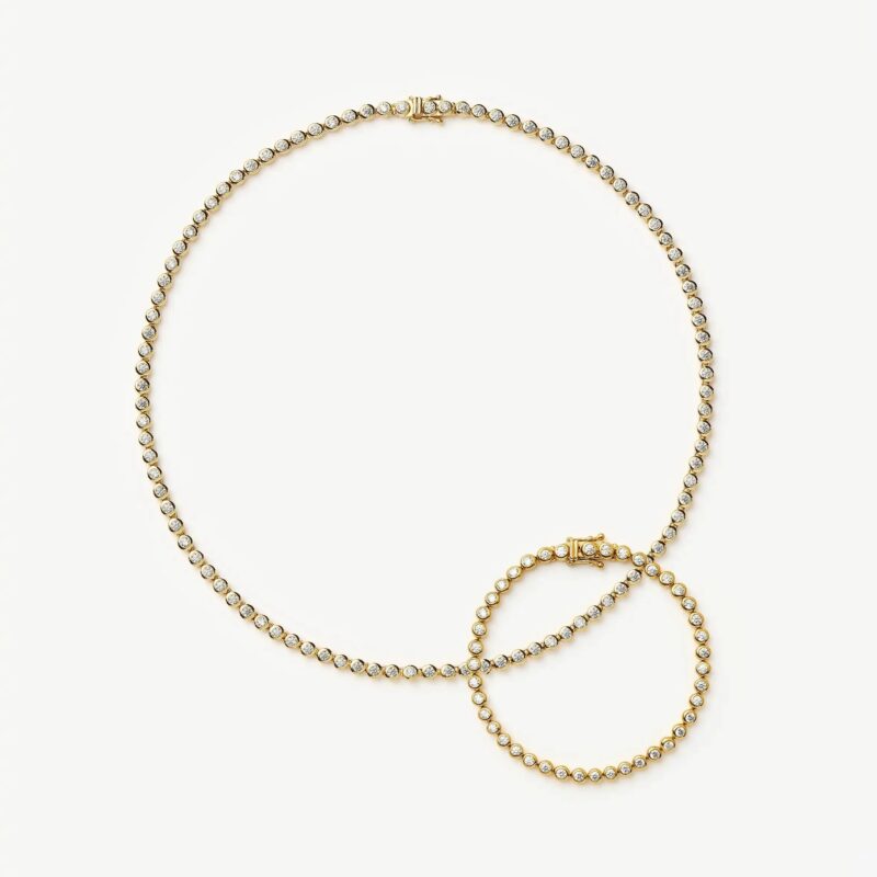 Tennis Round Necklace & Bracelet Set | 18ct Gold Plated/18ct Gold Vermeil/Cubic Zirconia