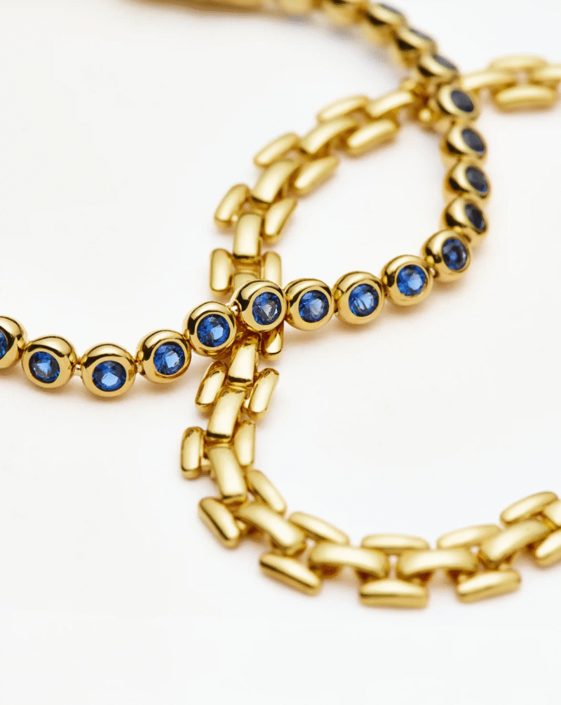 Tennis & Timepiece Bracelet Set | 18ct Gold Plated/18ct Gold Vermeil/Sapphire Blue Nano-crystal