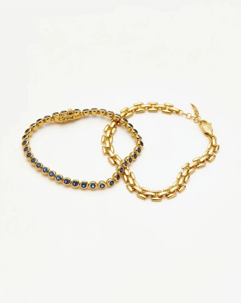 Tennis & Timepiece Bracelet Set | 18ct Gold Plated/18ct Gold Vermeil/Sapphire Blue Nano-crystal